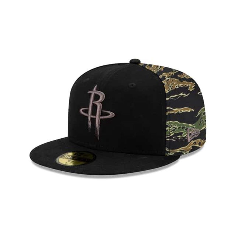 NBA Houston Rockets Camo Panel 59Fifty Fitted (QXJ1473) - Black New Era Caps